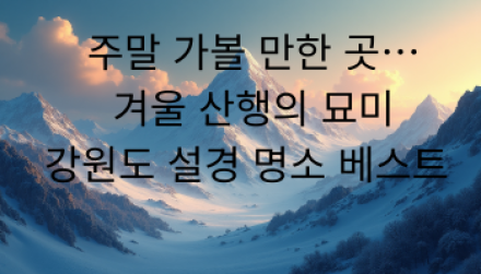 주말 가볼 만한 곳… 겨울 산행의 묘미, 강원도 설경 명소 베스트